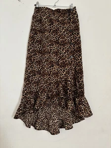 Monki Leopard Print Brown Summer Flared Skirt Pull up Size XS - Picture 1 of 4