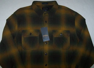 NWT Pendleton Burnside DOUBLE BRUSHED FLANNEL Gold/Brown Plaid Shirt Men's XXL - Picture 1 of 3