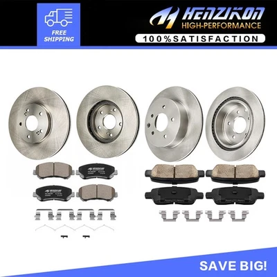 Rotores de disco dianteiro e traseiro + pastilhas de freio para 2008-2010 2011 2012 2013 Nissan Rogue - Imagem 1 de 4