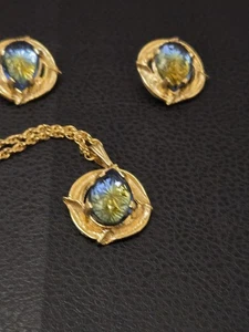 Raro Elizabeth Morrey Vintage Tono Dorado Collar y Clip Conjunto de Pendientes 18" - Imagen 1 de 8