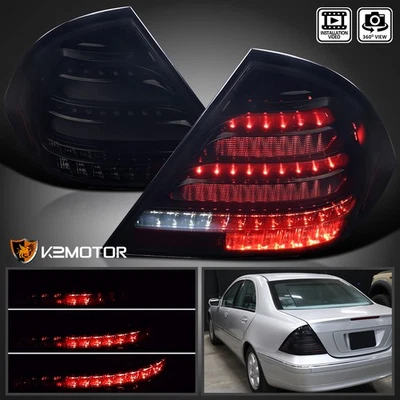 Black/Smoke Fits 2001-2004 Mercedes W203 C230 C320 Sequential LED Tail Lights - Imagem 1 de 4