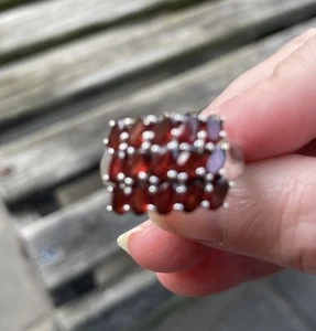 Mozambique Garnet 15 Stone Statement Ring Size 9 - Picture 1 of 6