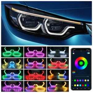 RGBW LED Angel Eyes Dynamic For BMW E46 E90 E60 F10 F30 F31 Bluetooth Headlight - Picture 1 of 12