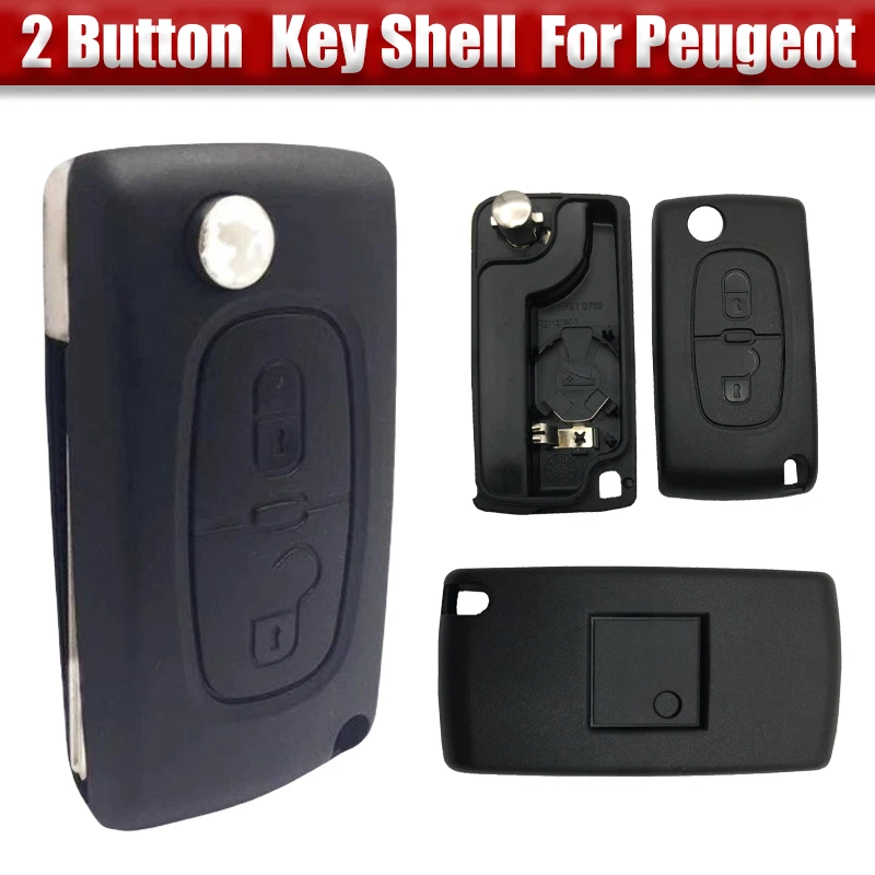 1 Pieza 2 Botones Repuesto Llavero Coche Carcasa Cubierta Para Peugeot 207 308 408 307 Foto 1 de 4