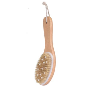 1pc Wood Handle Bath Bristle Brush Exfoliating Back Scrubber - Bild 1 von 11