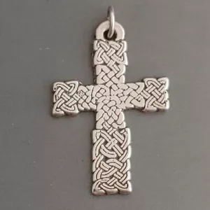 Sterling Silver Celtic Cross Pendant Irish 1 5/8” w/ bail - Picture 1 of 6