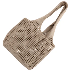 Knitted Hollow Tote Bag Miss Crochet Beach Knitting Shoulder Women - Picture 1 of 12