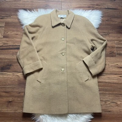 Larry Levine Women’s Tan Camel Hair Button Down Pea Coat Size 10 EUC - Image 1 of 4