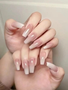 UÑAS FALSAS FALSAS ATAÚD MEDIO FRANCÉS ARTE EN UÑAS GEL PEGAMENTO ACRÍLICO NUEVO - Imagen 1 de 50
