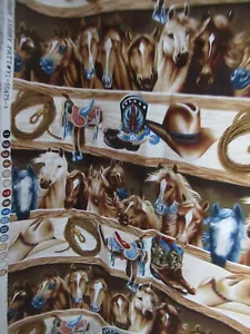 Hobby Lobby "Cowboy Western" Theme Print Cotton Fabric RARE 32"X44" NEW - Picture 1 of 7