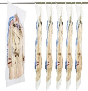 6 Long Hanging Vacuum Storage Bags for Clothes, Vacuum Sealer Space Bags for Coa - Picture 1 of 12