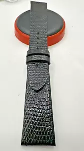 splendido cinturino in lucertola nero mm 20/16 piatto non cucito handmade - Imagen 1 de 3