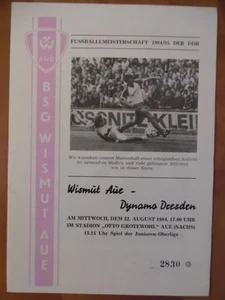 BSG Wismut Aue - Dynamo Dresden 22.8. 1984 ** Oberliga Fußballprogramm 71 - Picture 1 of 1