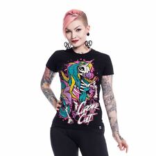Cupcake Cult Internal Unicorn T-Shirt Ladies Black Goth Emo Punk Womens Skeleton