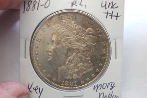 1881-O   TONED  KEY DATE   FULL BREAST FEATHERS UNC+++  MORGAN SILVER  DOLLAR - Picture 1 of 2