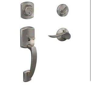 Schlage F60 GRW 619 SAC Greenwich Deadbolt with Sacramento Lever in Satin Nickel - Picture 1 of 1