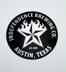 Adesivo Independence Brewing Austin Texas Est 2004 nero argento stella fiammeggiante R - Foto 1 di 4