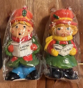 Vintage Christmas Candles Set Of (2) Carolers Made In Korea 6” - Imagen 1 de 7