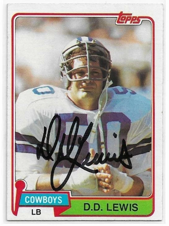 DD LEWIS Autographed Signed 1981 Topps Football card #134 Dallas Cowboys COA - Image 1 of 1