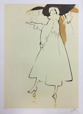 Art Deco Moderno Sem Moldura Rene Gruau Litografia Assinada à Mão Chuveiro Primavera - Imagem 1 de 4