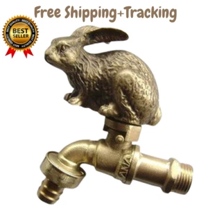 Faucet Brass Garden Tap Water Rabbit Spigot Vintage Home Outdoor Decor Yard - Picture 1 of 9
