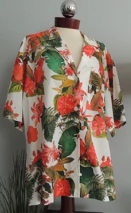 Camisa de Campamento GIANNI BINI NUEVA CON ETIQUETAS Talla M Hiedra Tropical Gran Tamaño 100% Algodón ¡PRECIO DE OFERTA! - Imagen 1 de 8