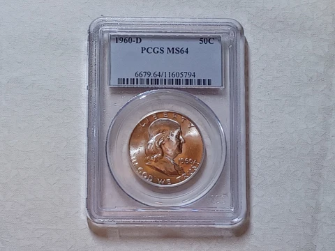 1960 D FRANKLIN HALF DOLLAR PCGS CERTIFIED MS 64 ****BEAUTIFUL LUSTER**** Cover