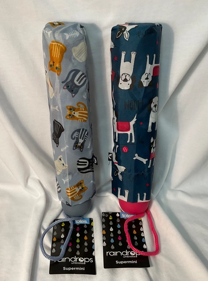 TOTES Raindrops Supermini Umbrella - Choose Your Pattern From Drop Down Menu