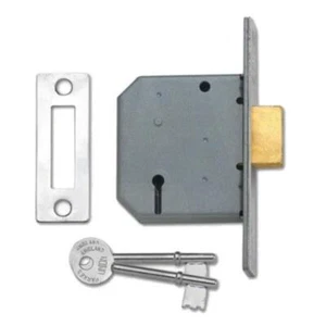Union 2177 3 Lever Mortice Deadlock 77mm Satin Chrome Top-quality - Picture 1 of 5