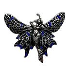 FAIRY BROOCH Pin Pendant Blue Rhinestone Enamel Pixie Wings Costume Jewelry