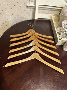 Beverly Coat Hangers 17” Length 8.5” Height Wooden Hangers Coat Jacket Lot Of 6 - Picture 1 of 10