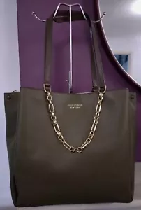 KATE SPADE LARGE GREEN LEATHER TOTE BAG SHOULDER BAG EXCELLENT CONDITION.🌼.... - Picture 1 of 12