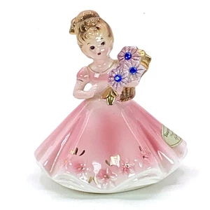 Vtg Josef Originals September Birthstone Figurine Gold Accents 4” Birthday Girl - Picture 1 of 11