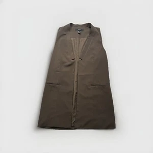 Gilet Forever 21 M marrone linea lunga aperto tasche anteriori intagliato colletto giacca Y2K 323 - Foto 1 di 7
