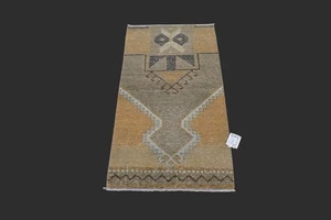 Tappeto Oushak turco ARANCIONE 2x4 vintage fatto a mano anatolico piccolo zerbino kilim - Foto 1 di 9