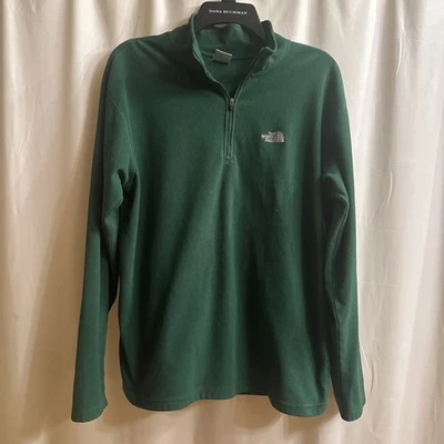 The North Face Men's L Green & White Half Dome Logo Micro Fleece Pullover Top  - Image 1 of 4