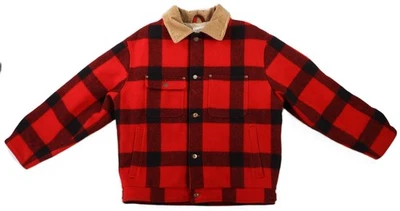 VTG EDDIE BAUER US Men’s 46 Large Red Buffalo Lined Plaid Wool Jacket Shirt Top - Image 1 of 4