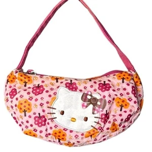 Y2K 2005 Hello Kitty Corduroy Wristlet Mini Purse Pink Strawberry Pattern - Picture 1 of 8