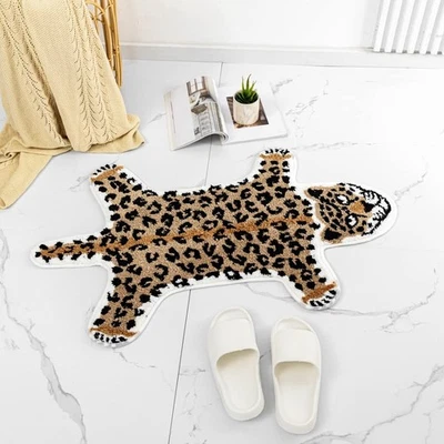 Tapete de banho animal em forma de leopardo antiderrapante fofo tapete de porta de banheiro para cozinha B... - Imagem 1 de 4