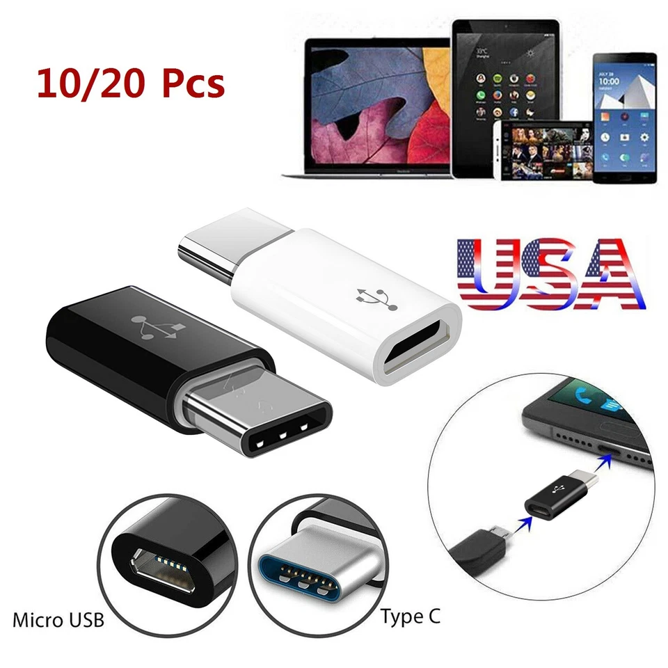 Lot Type-C Adapter to Micro USB Data Connector Converter Charger Cable Android  - Image 1 of 4