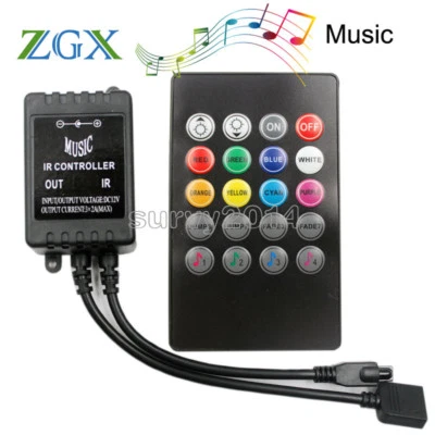 12V DC Music Sound Activated Controller For RGB LED Light Strip 20 Key Remote - Image 1 of 4