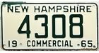 *Bargain Bin*  1965 New Hampshire Commercial License Plate #4308