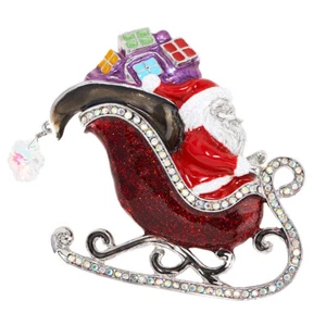KIRKS FOLLY Santa's Magical Sleigh Couture Pin silvertone BIG & BOLD!!!! - Picture 1 of 2