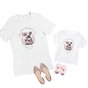 First Mothers Day Matching Mom Baby Shirt Koala Bodysuit For Mothers Day With Na - Picture 1 of 4