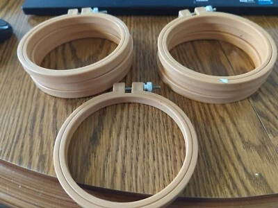 Lot Embroidery Hoops Vintage Heavy Plastic Metal Screw Four Inch - Image 1 of 2