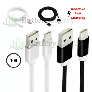 10FT Braided Type USB-C to USB-A Fast Charge Cable Cord Quick Charger Charging - Picture 1 of 16