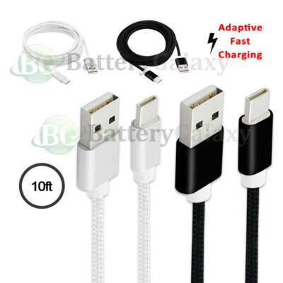 10FT Braided Type USB-C to USB-A Fast Charge Cable Cord Quick Charger Charging - Image 1 of 4