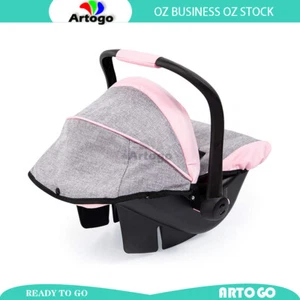 Ergonomic Handle Design Deluxe Doll Car Seat Light Grey/Pink Convenient To Carry - Picture 1 of 9