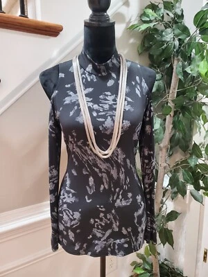 Blusa Top Informal Manga Larga Cuello Simulado Poliéster Negra Veronica M Mujer Talla S Foto 1 de 4