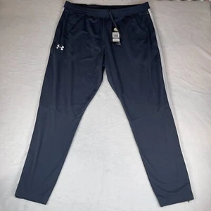 Under armour Track Pants Mens 2XL Blue Tapered Fit Slim Elastic Waist Ankle Zip - Picture 1 of 4